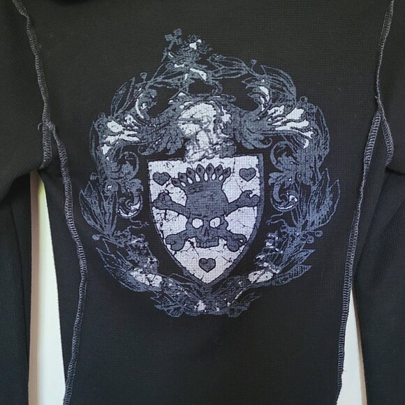 URBAN BEHAVIOR COLLECTION Vintage Women's Black Skull & Crossbones Hoodie Small - Picture 4 of 5